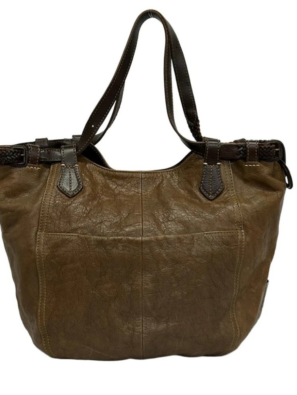 genten Dark Brown Leather Tote Bag